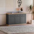 PNTK232-Q243 SIDEBOARD ESSENZA MIT 3 SCHUBLADEN UND 3 TÜREN FARBE DUNKELGRAU UND EICHE
