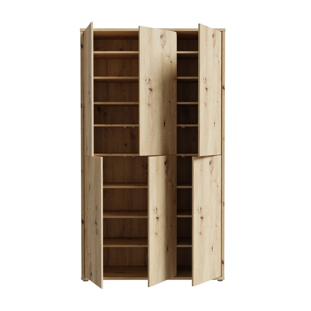 Armoire multi-usage 6 portes 109x35x192 couleur chêne Medea