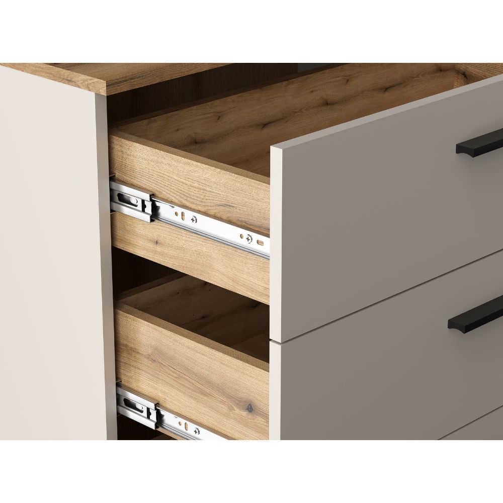 ENFILADE 4 TIROIRS + 1 PORTE CACHEMIRE/CHÊNE EVOQUE