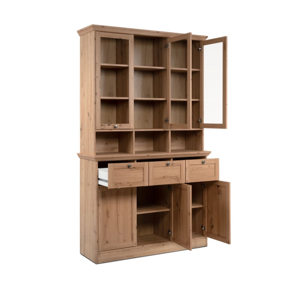 Vitrinenschrank aus antik Eiche 120x200H cm - Tiberio