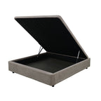 Letto matrimoniale con contenitore in tessuto taupe 162x192x39H Sommier