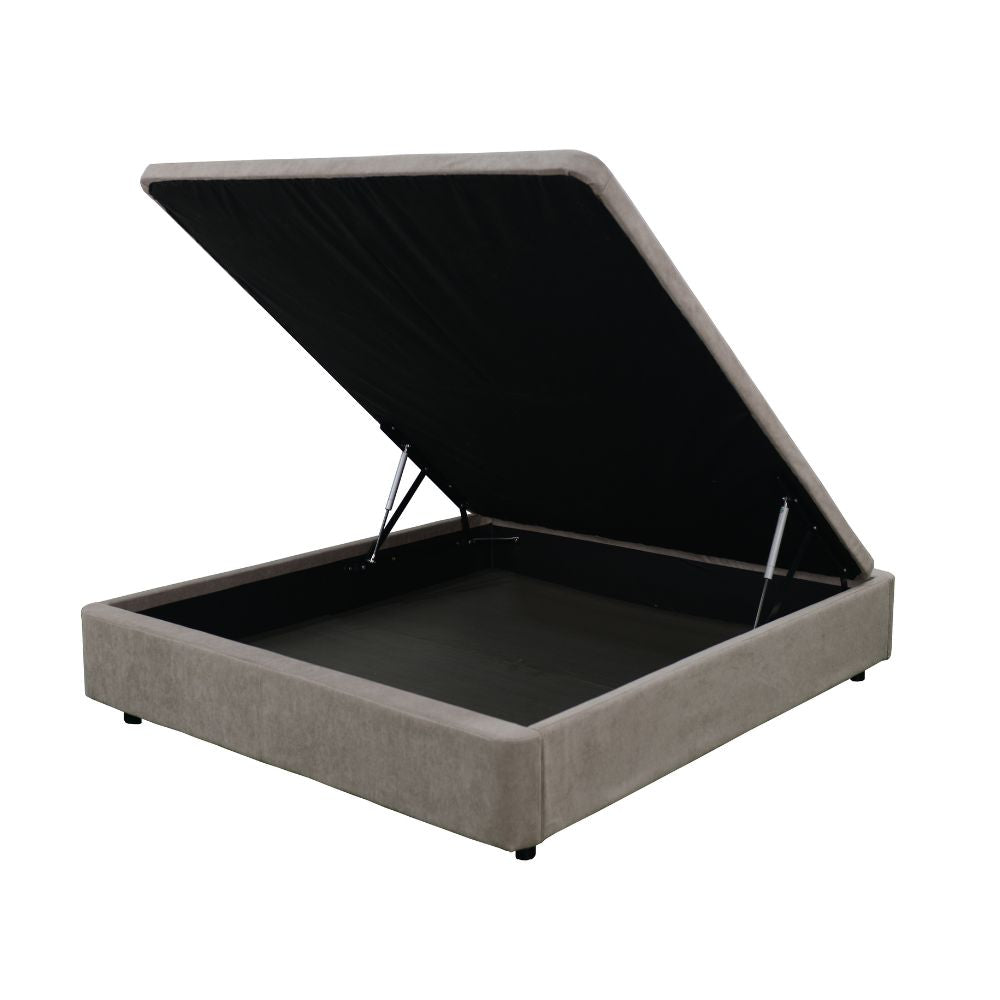 Letto matrimoniale con contenitore in tessuto taupe 162x192x39H Sommier