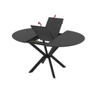 Tavolo rotondo allungabile nero ardesia con gambe nere in metallo 110x110x76H Diano