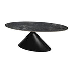Tavolo ovale con piano effetto marmo nero 200x100x76H Punto