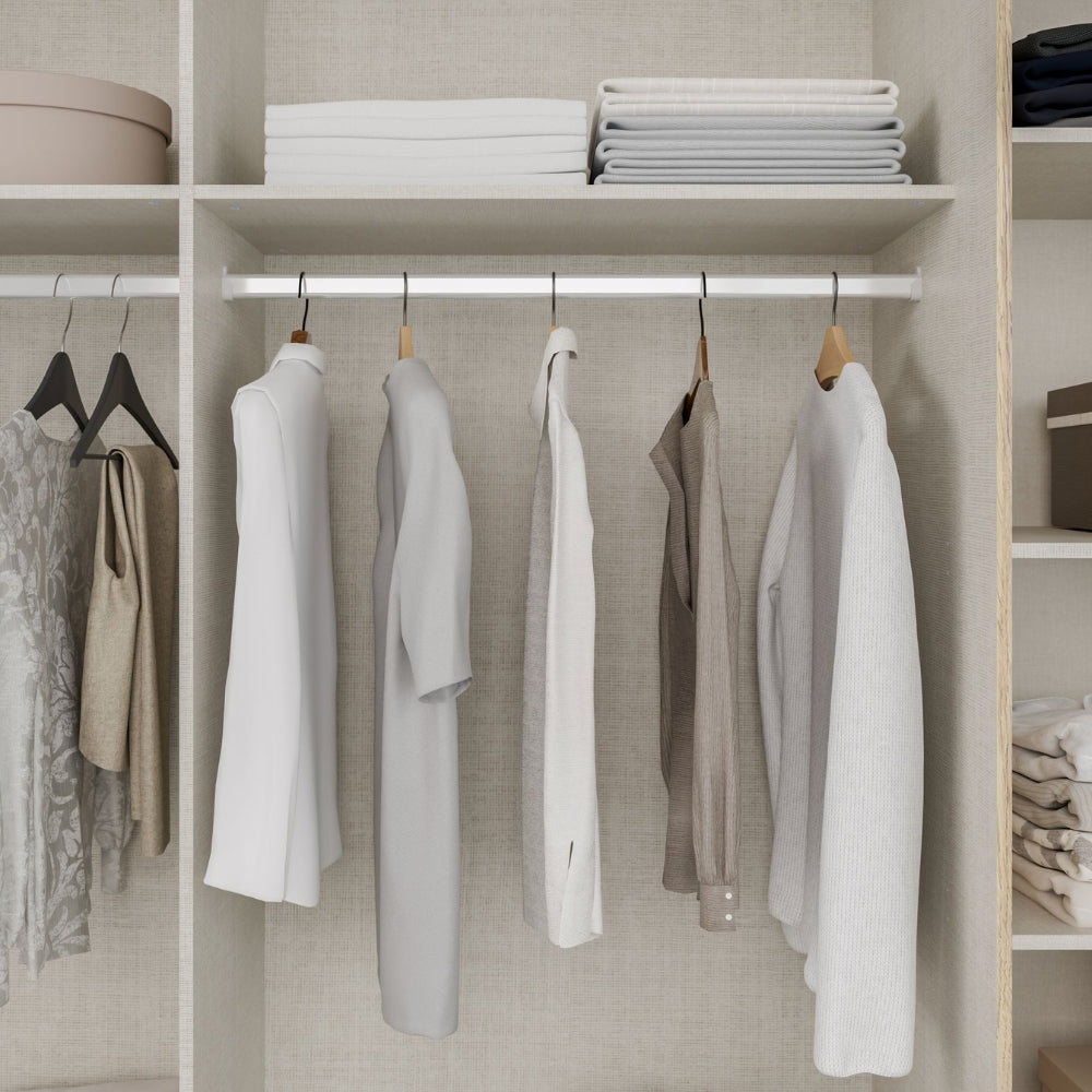 Armadio 2 ante scorrevoli e 2 battenti rovere e cashmere 270x61x210 Callia