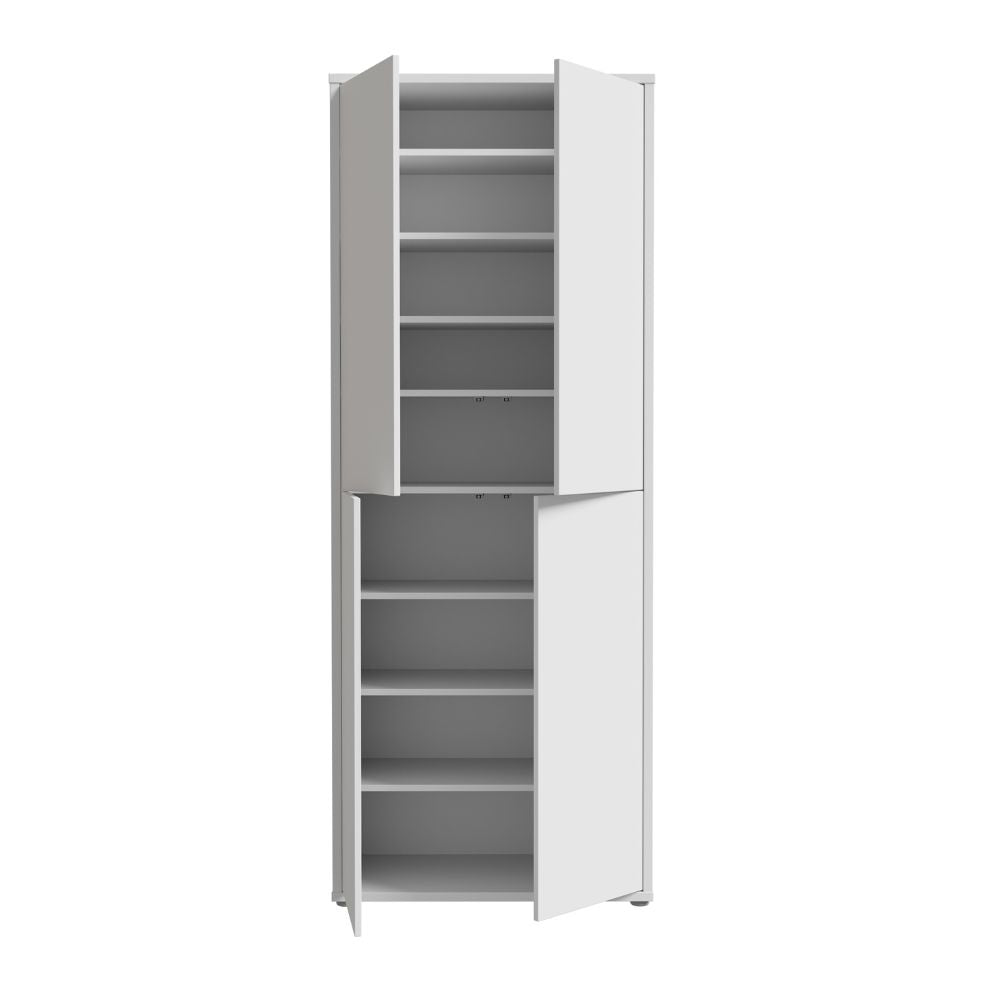 Armoire multi-usage 4 portes 74.5x35x192 coloris gris clair Medea