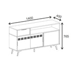 Madia con ante scorrevoli in metallo e cassetto rovere e travertino L 140 cm Lulia