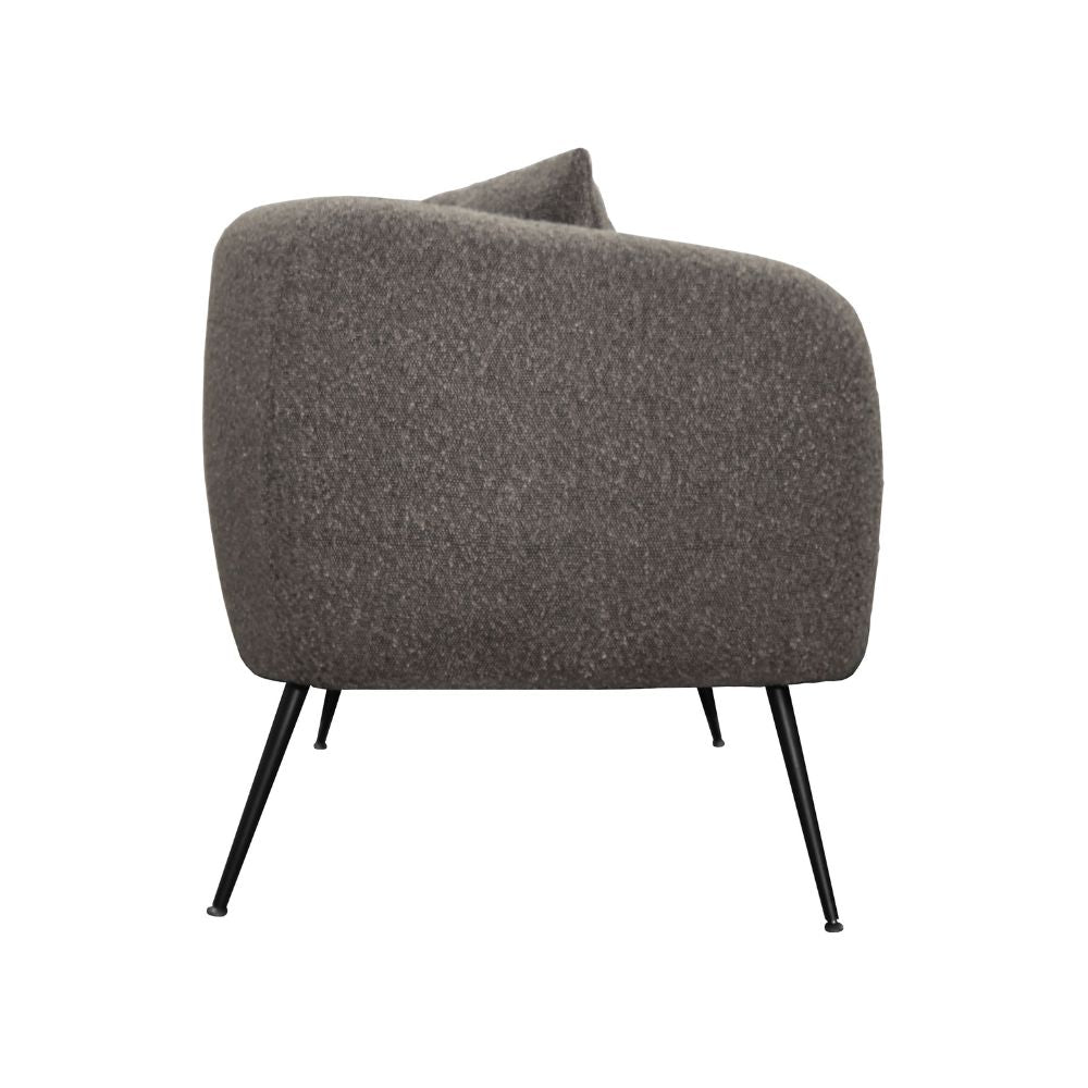 Divano 2 posti in tessuto grigio mouse con piedi neri 141x70x74H Nuvia