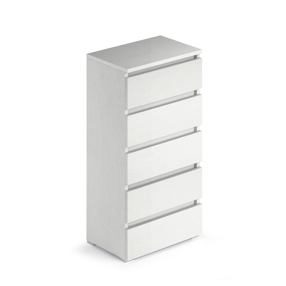 Cassettiera con 5 cassetti colore bianco frassinato 47x127H cm montata