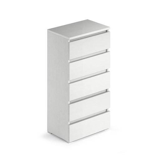 Cassettiera con 5 cassetti colore bianco frassinato 47x127H cm montata