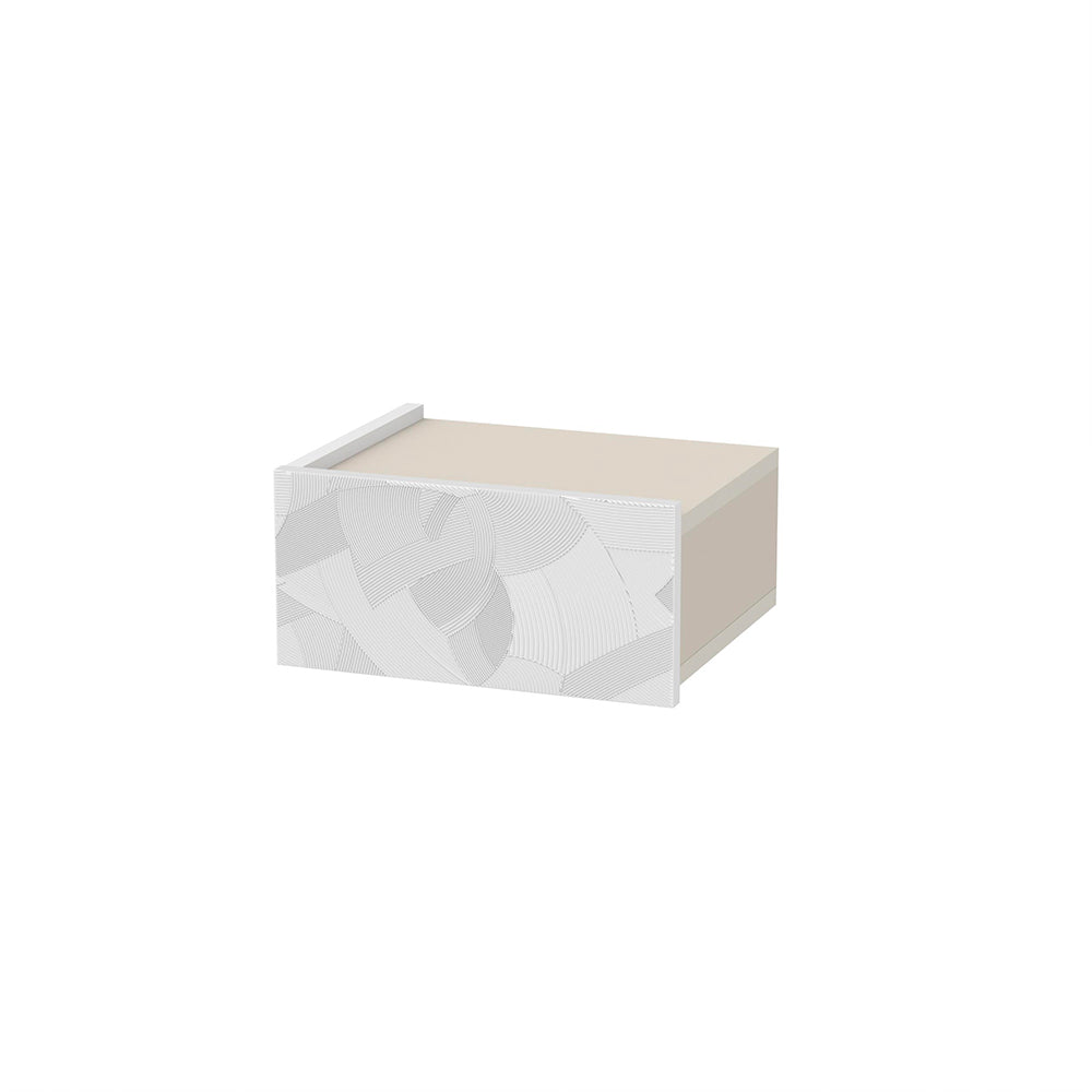 Comodino sospeso con cassetto e luci integrate 40 cm bianco e cashmere Onda