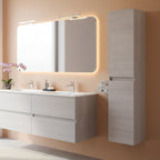 Colonne de salle de bain suspendue avec étagères coloris chêne gris 136 cm - Trasimeno