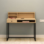Bureau 100x97h avec étagère et tiroir couleur chêne et noir - Nasus