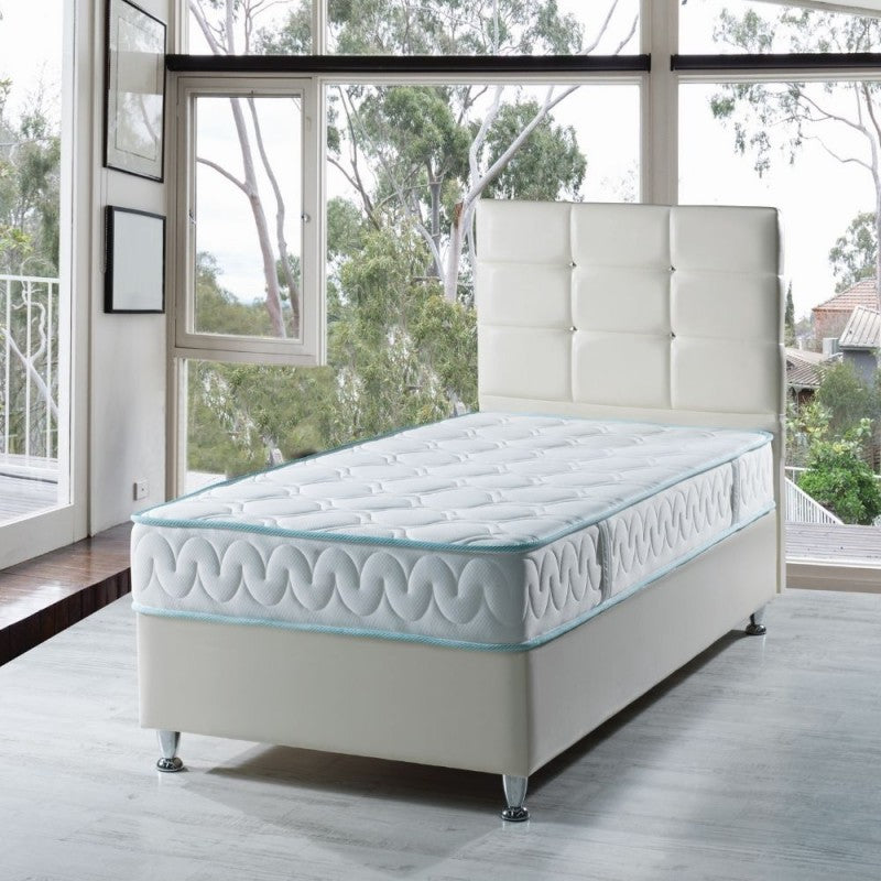 Letto singolo contenitore ecopelle bianco 92x206x120H Nova