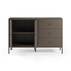 Bahut métallique 2 portes et 3 tiroirs 140x40x90H couleur moka Fayna