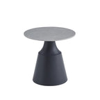Set tavolini rotondi in ceramica grigio opaco con struttura in metallo nero Dual