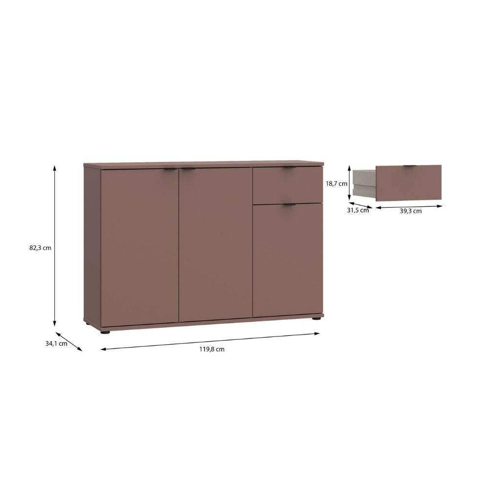 GNMK231L-U72 MEHRZWECK-MOBIL MIT DREI TÜREN + 1 SCHUBLADE FARBE TERRAKOTTA L120CM