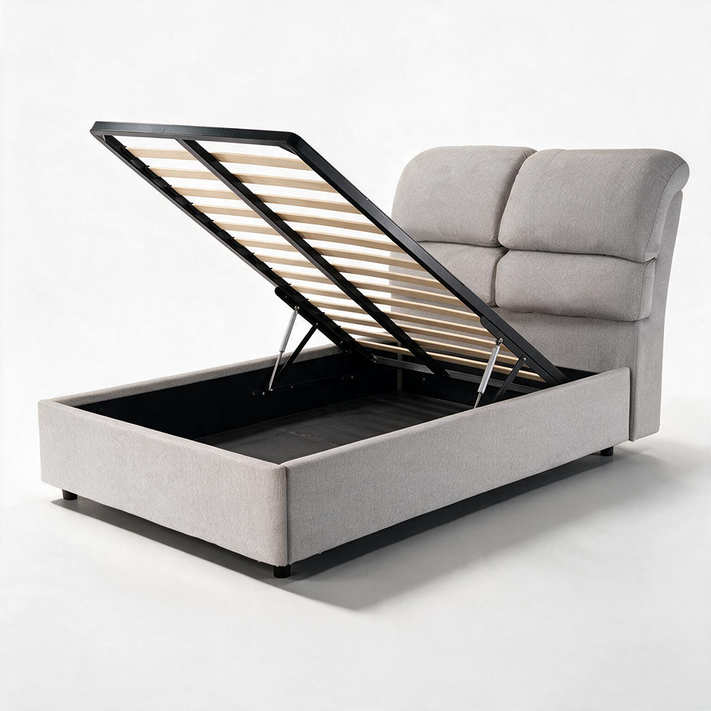 Letto una piazza e mezza contenitore in tessuto Aragon grigio chiaro 120x190 Sofaback