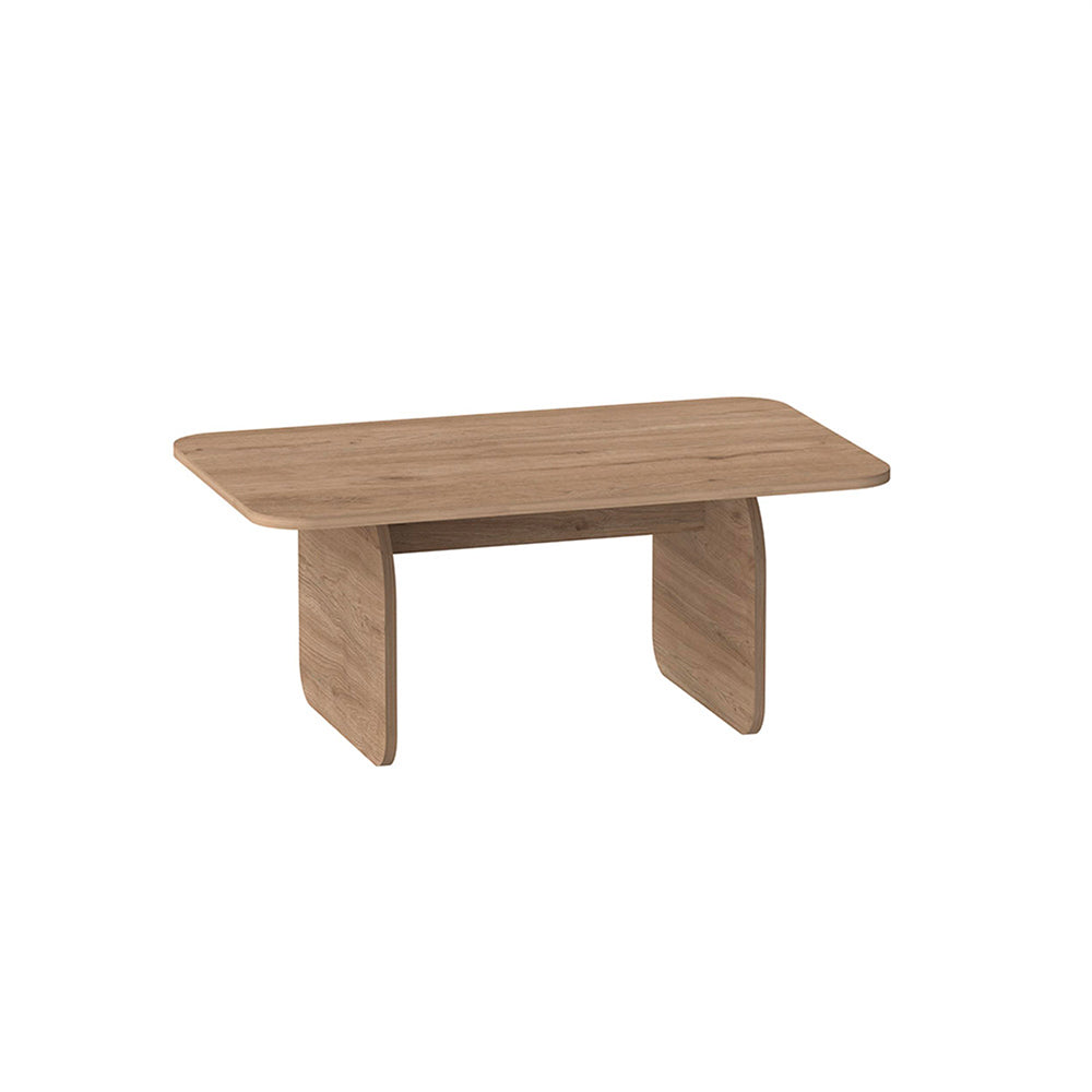 Tavolino da salotto 100x60 cm colore sepet con gambe a pannello e bordi arrotondati Pietra