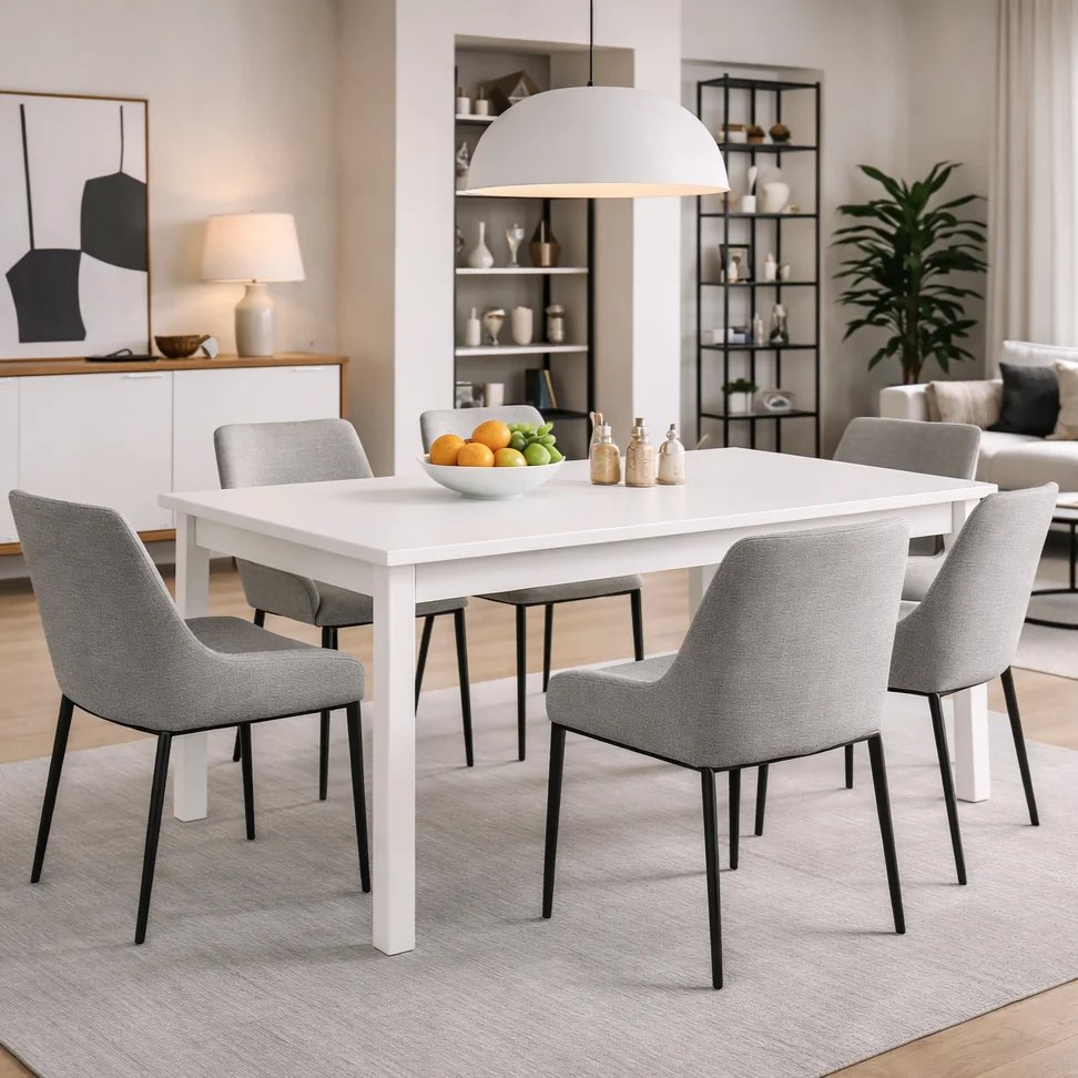 Ausziehbarer Tisch in Esche weiß 160x90 cm - Empoli