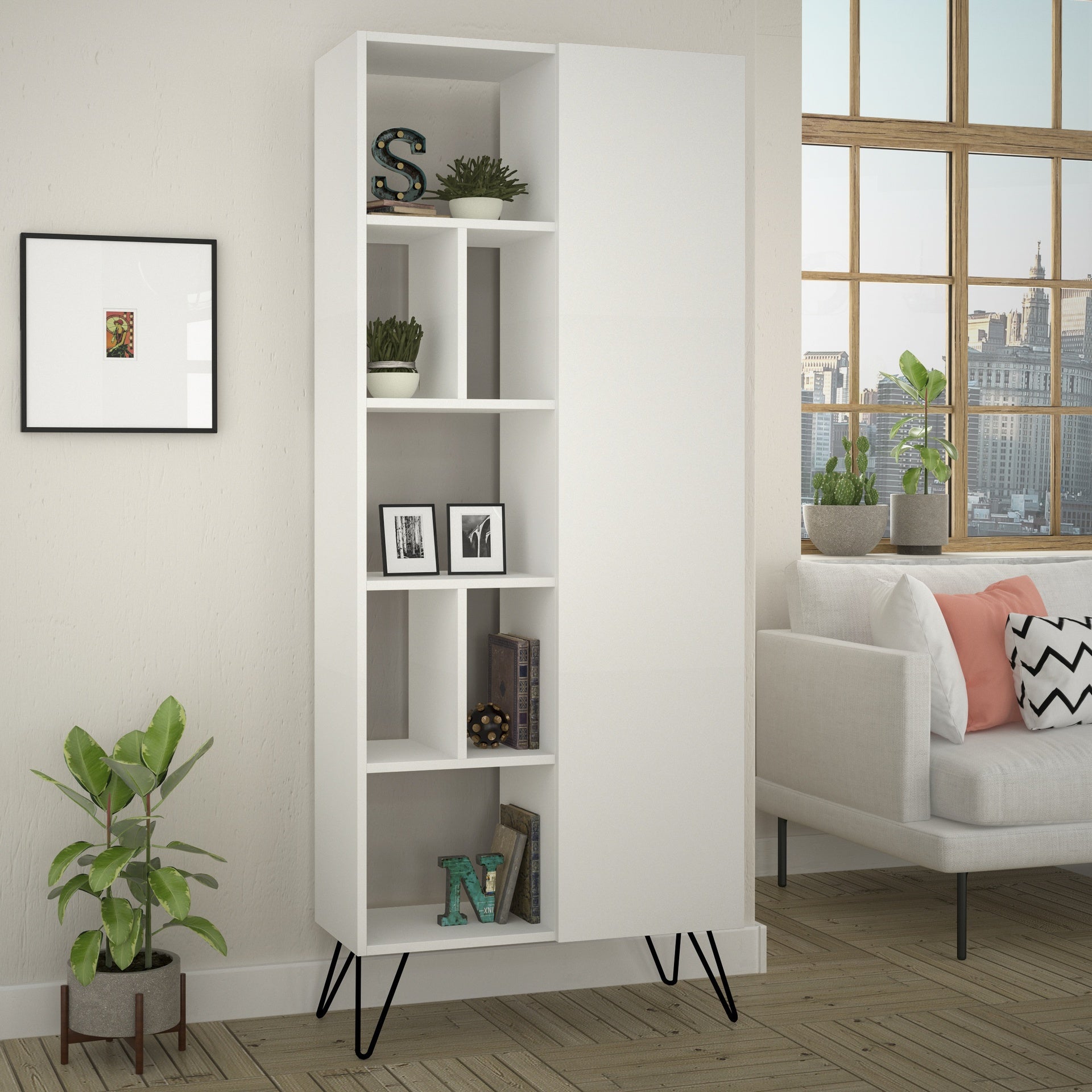 Libreria con anta 80,6x191 colore bianco Jedda