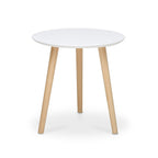 Tavolino tondo da salotto 48cm colore bianco e legno naturale - Imola