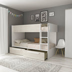 Letto a castello bianco consumato e bianco con cassettoni estraibili