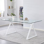 Tavolo da pranzo 150×90 cm in vetro temperato con gambe a cavalletto bianche Skylar