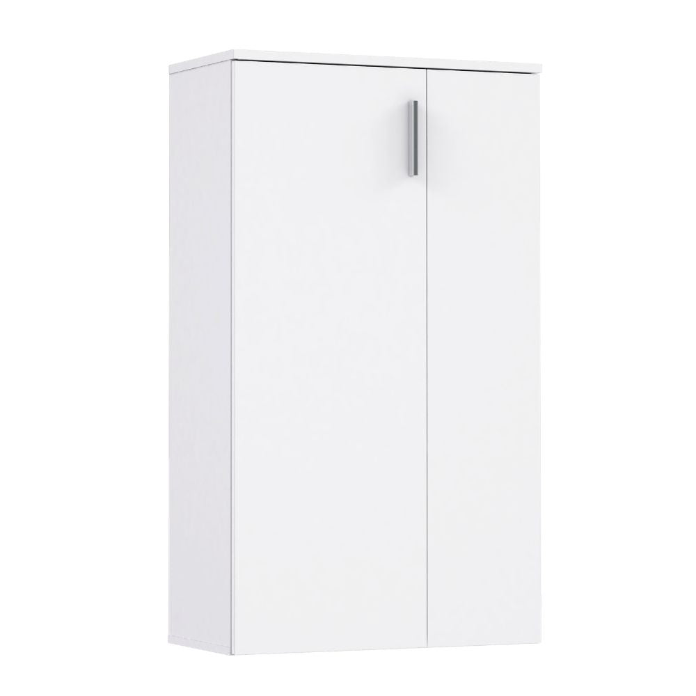 Meuble à chaussures polyvalent à 2 portes et 5 étagères couleur blanche 69x34x120H Lucio