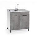 Mobile sottolavello con due ante e lavello incluso colore cemento 80x50x85H cm