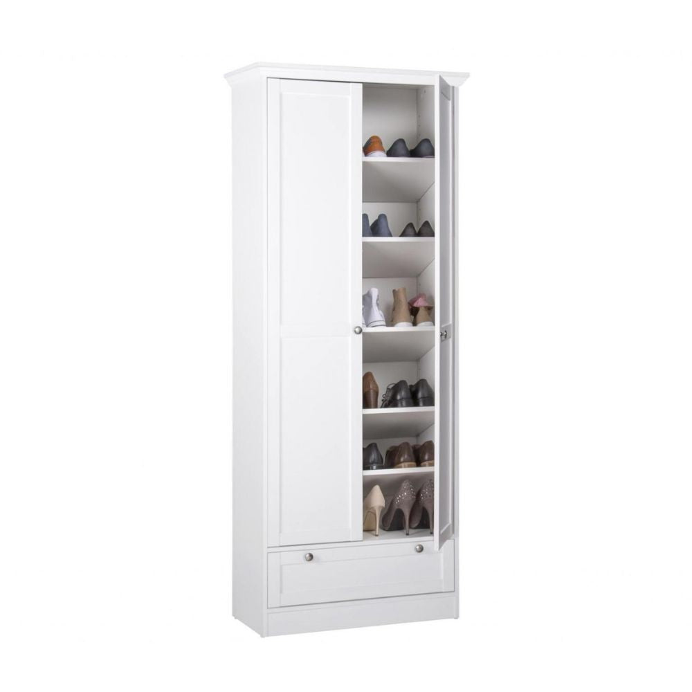 Armadio scarpiera 80x200h cm com due ante e cassetto colore bianco - Landwood