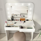 Toilette 1780 con specchio luci e cassetti bianco