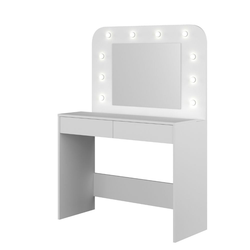 Toilette 1780 con specchio luci e cassetti bianco