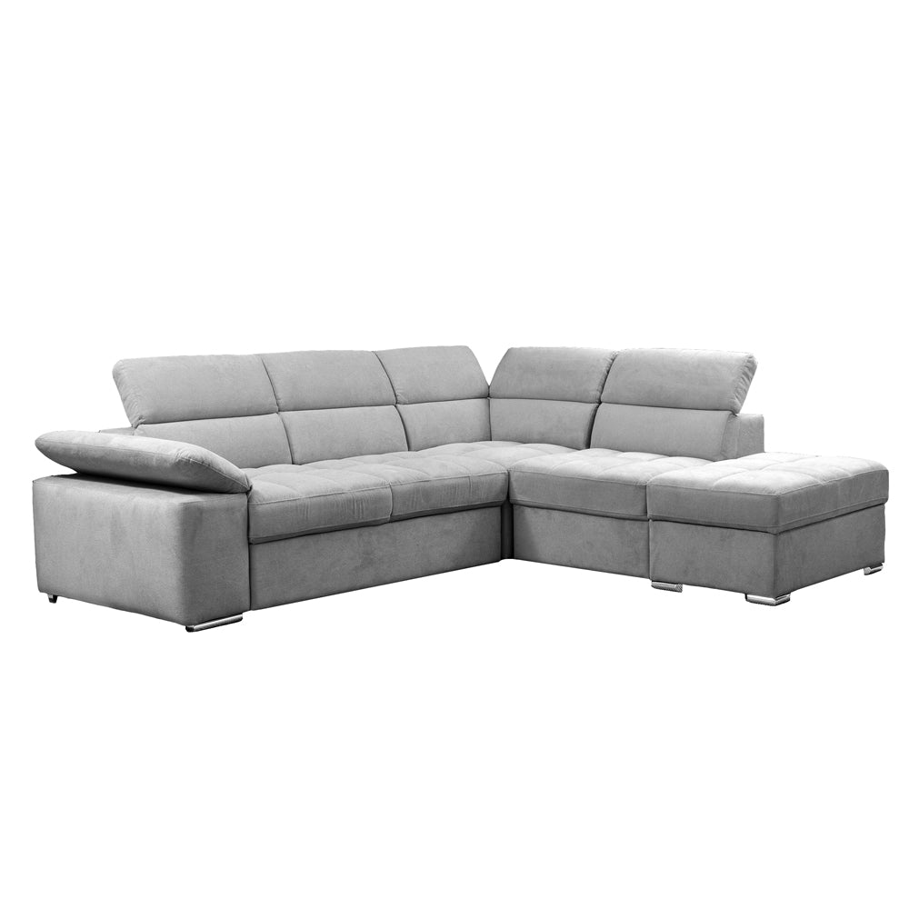 Divano letto angolare reversibile con pouf contenitore grigio chiaro Capri