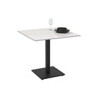 Tavolo quadrato 80x80 con piano in ceramica effetto marmo bianco calacatta e struttura nera set 2 pz Elora