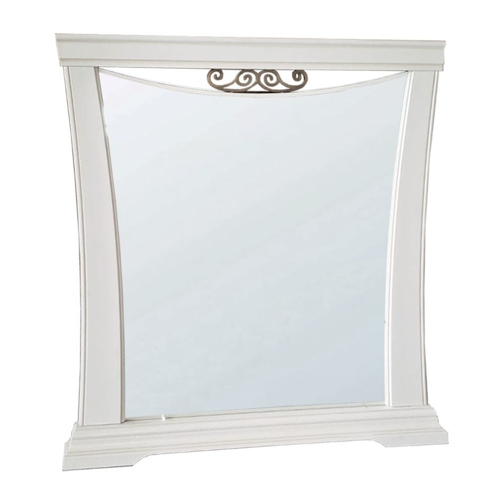 Specchiera in legno con cornice curva colore avorio Athena