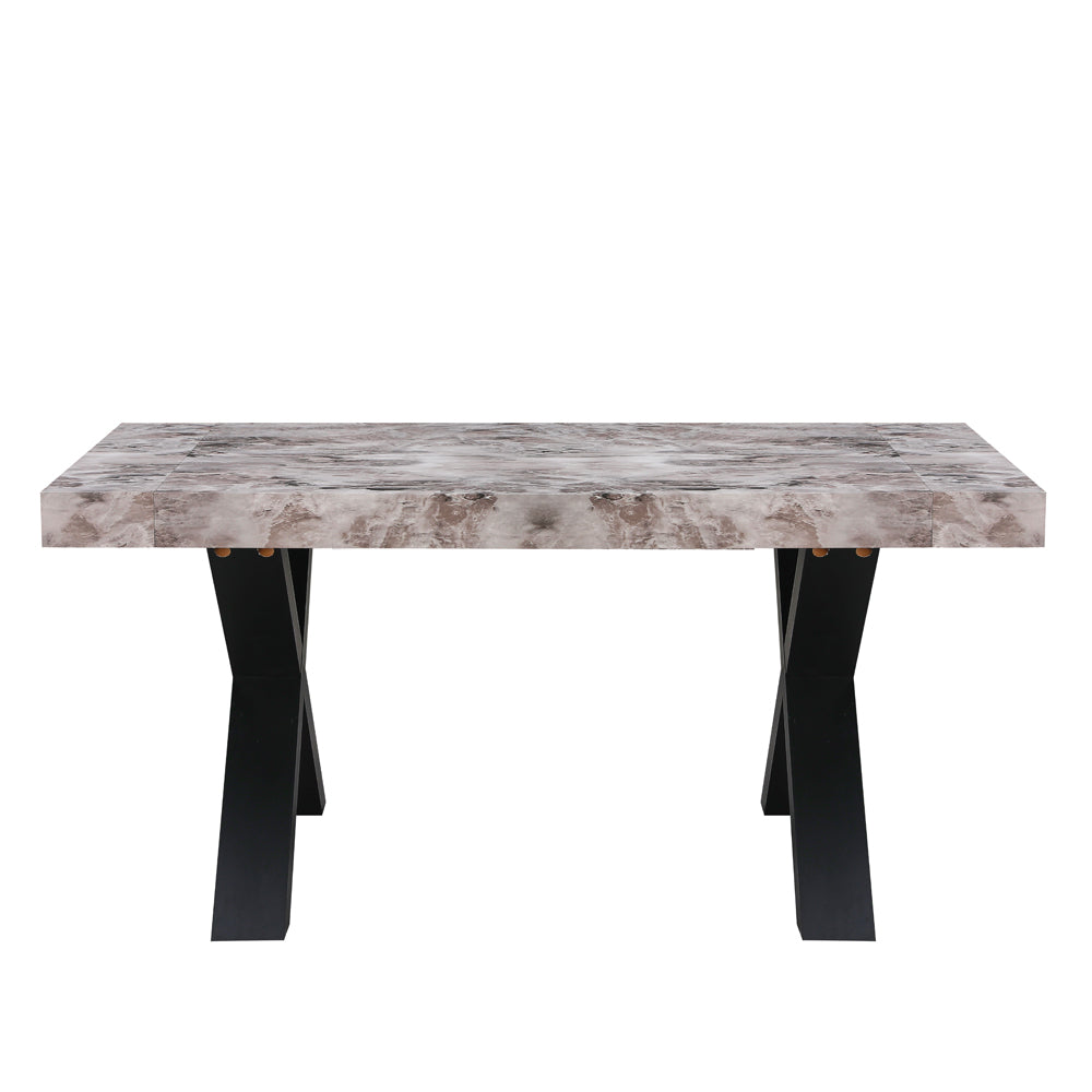 Tavolo allungabile da 160 a 240 cm effetto marmo grigio con gambe nere Cindy Gondar