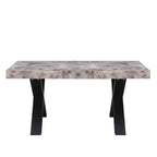 Tavolo allungabile da 160 a 240 cm effetto marmo grigio con gambe nere Cindy Gondar