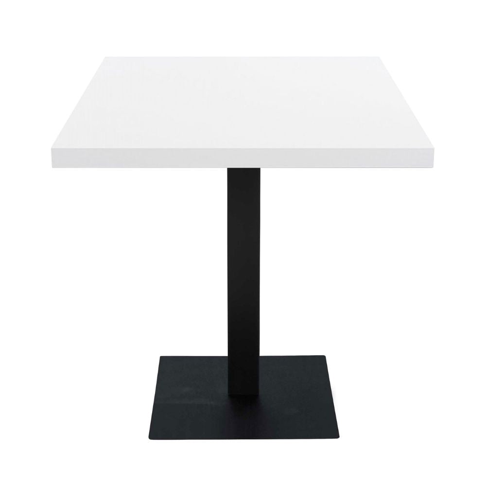 Quadratischer Tisch mit weißer Platte und schwarzem Metallfuß 80x80 cm - Jeil
