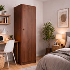 Schrank mit 1 Tür und Einlegeboden in Antiknussbaumfarbe 45x60x180H cm