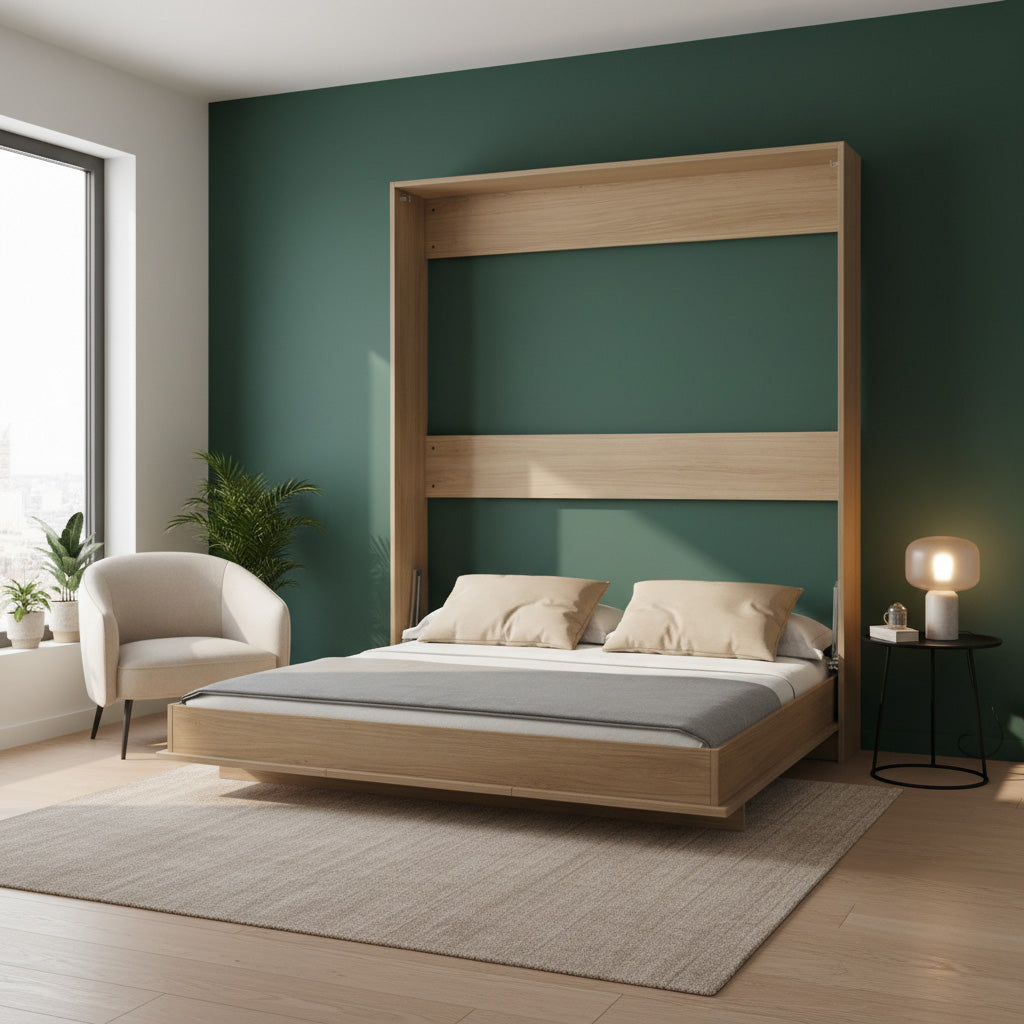 Letto matrimoniale a scomparsa salvaspazio colore rovere 164x38x221H Primer