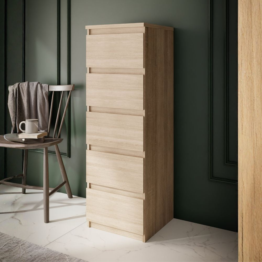Cassettiera 5 cassetti colore rovere 42x42.2x128H Morgan