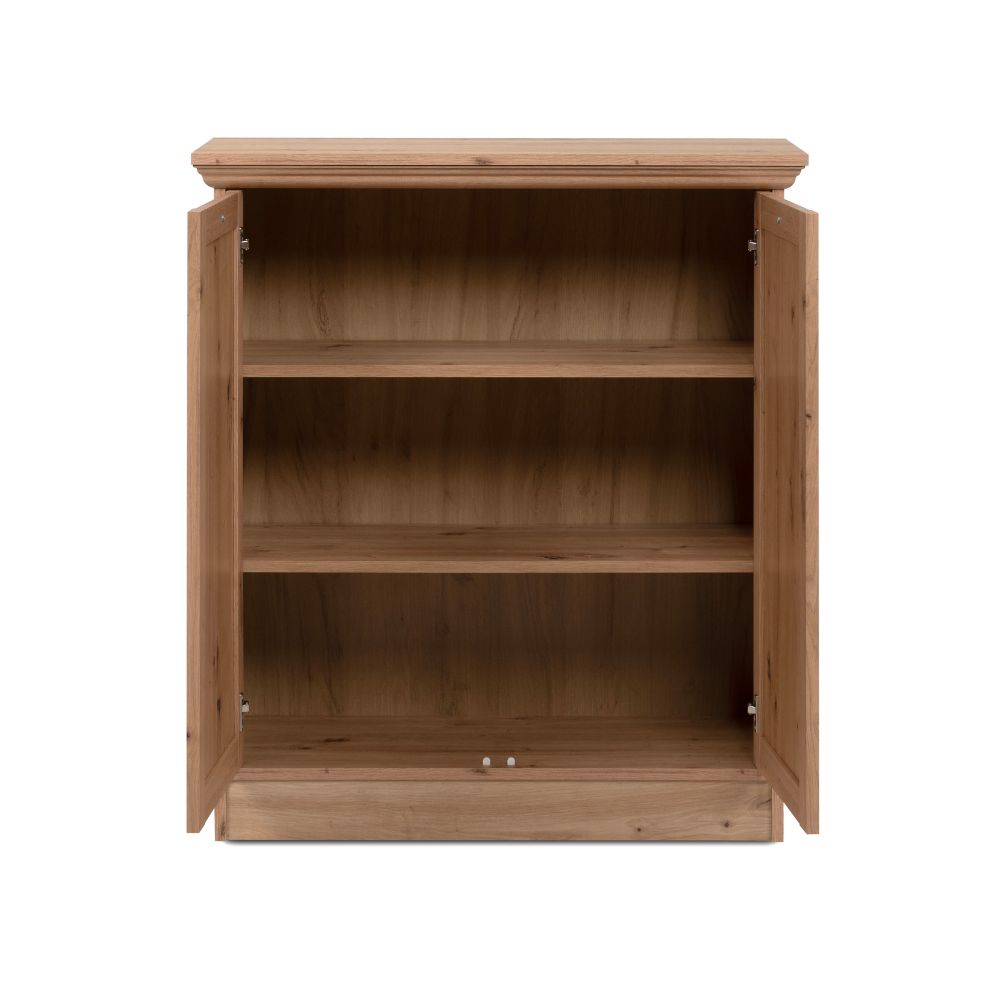 Madia con 2 ante e ripiani interni colore rovere anticato 80x90H cm - Tiberio