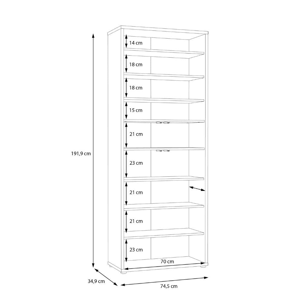 Armoire multi-usages 4 portes 74.5x35x192 couleur chêne Medea