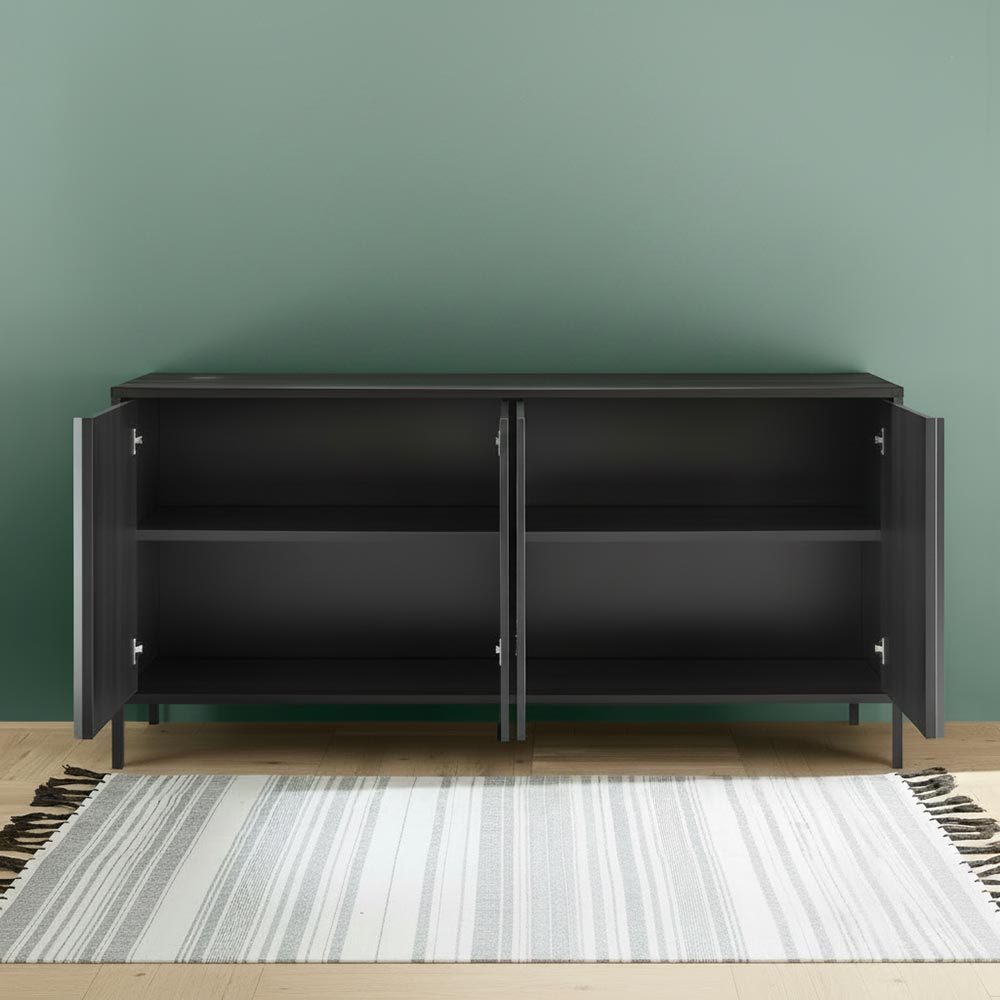 Madia con 4 ante colore nero frassinato 206x86H cm - Giugi