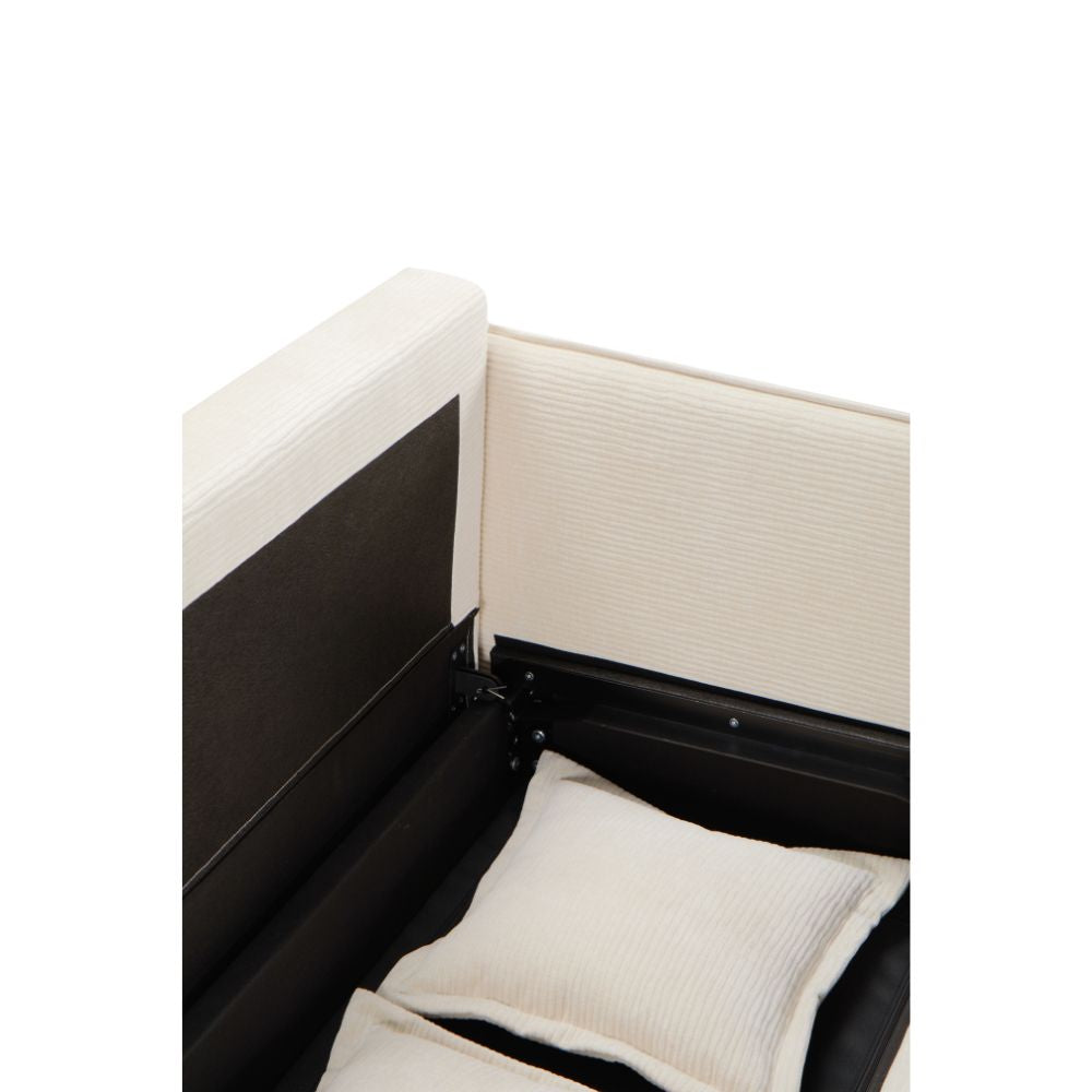 Divano letto con contenitore tessuto colore panna 217x95H cm - Gioia