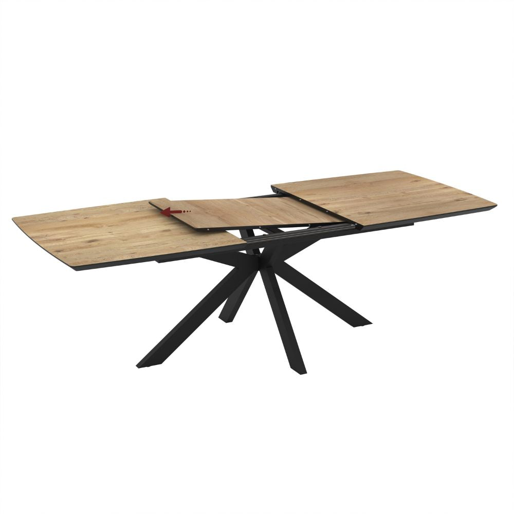 Table extensible plateau chêne et piètement noir 180/240x100x76H Verano