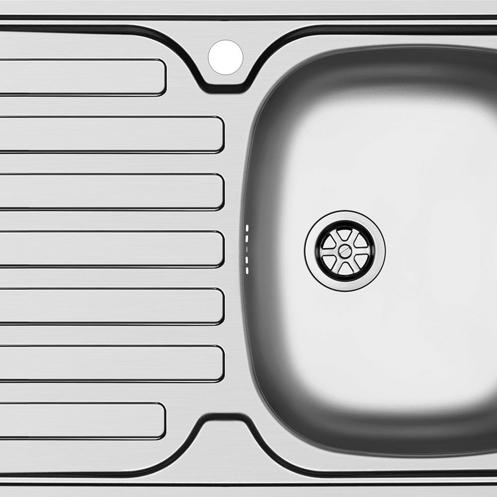 Évier à encastrer 1 bac et égouttoir gauche avec bandeau inox Mediterraneo801