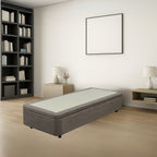 Letto singolo con contenitore in tessuto taupe 82x192x39H Sommier