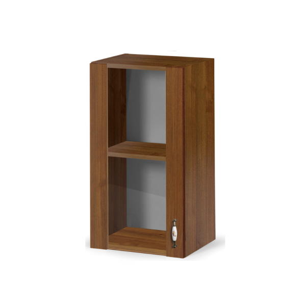 Meuble haut vitrine de cuisine avec porte couleur noyer antique 40x72H cm